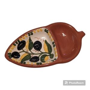 Small handmade pottery acorn shaped olive dish